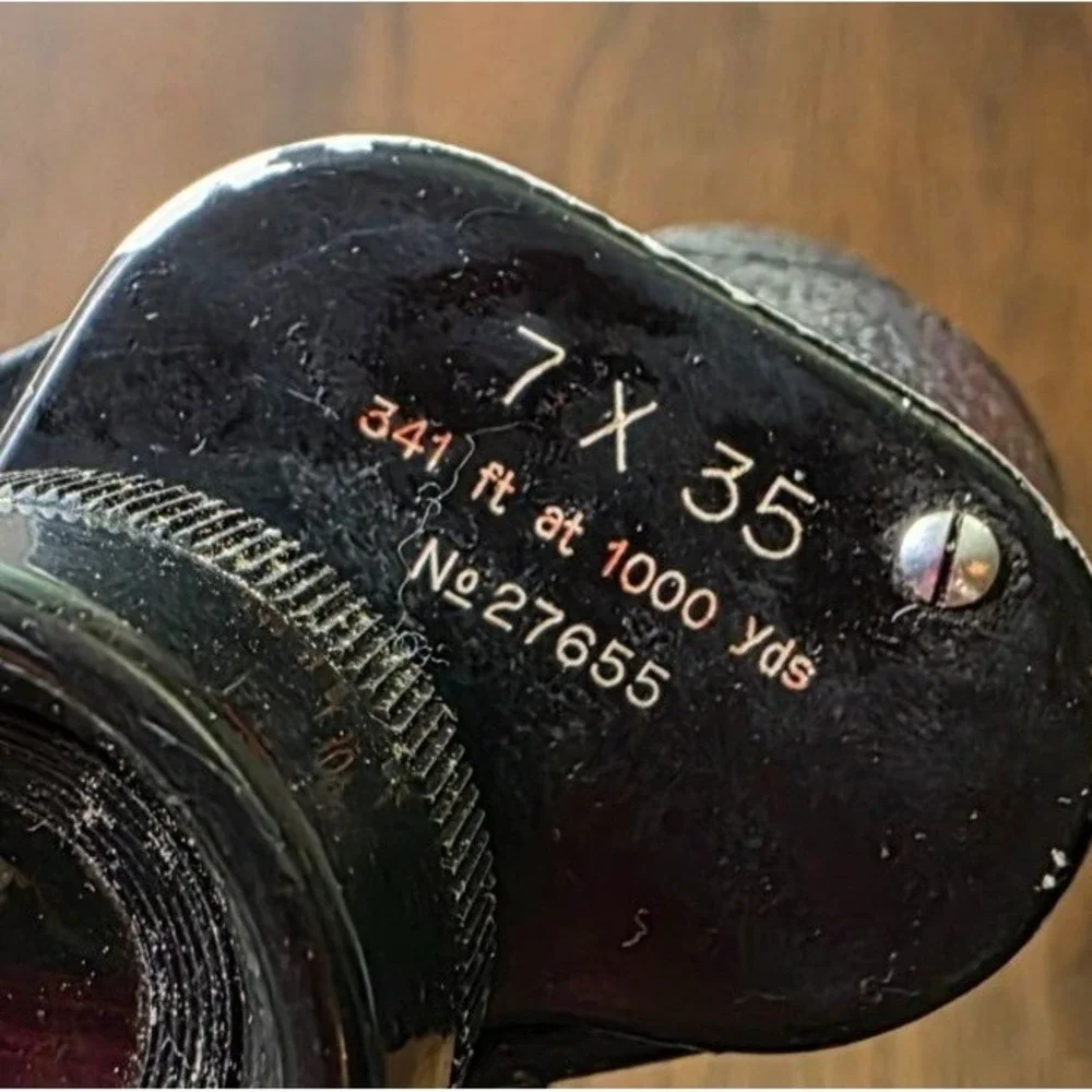 Vintage Brighton High Quality 7x35 Binoculars Black 341ft at 1000yds No 27655 F3